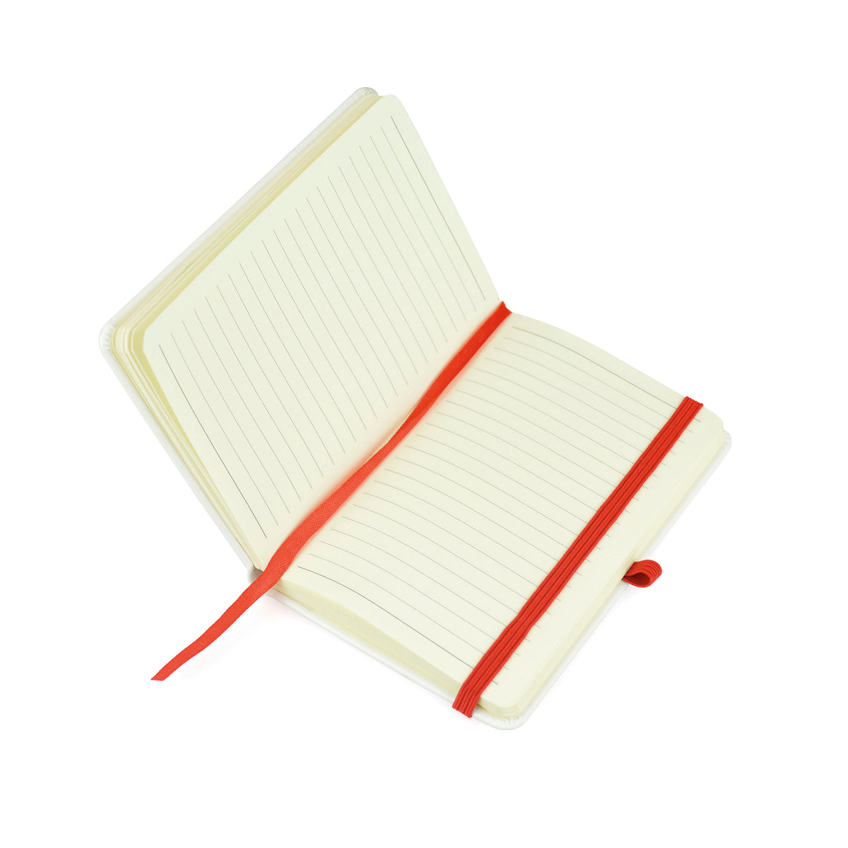 Branded A6 White PU Notebook with Back Pocket