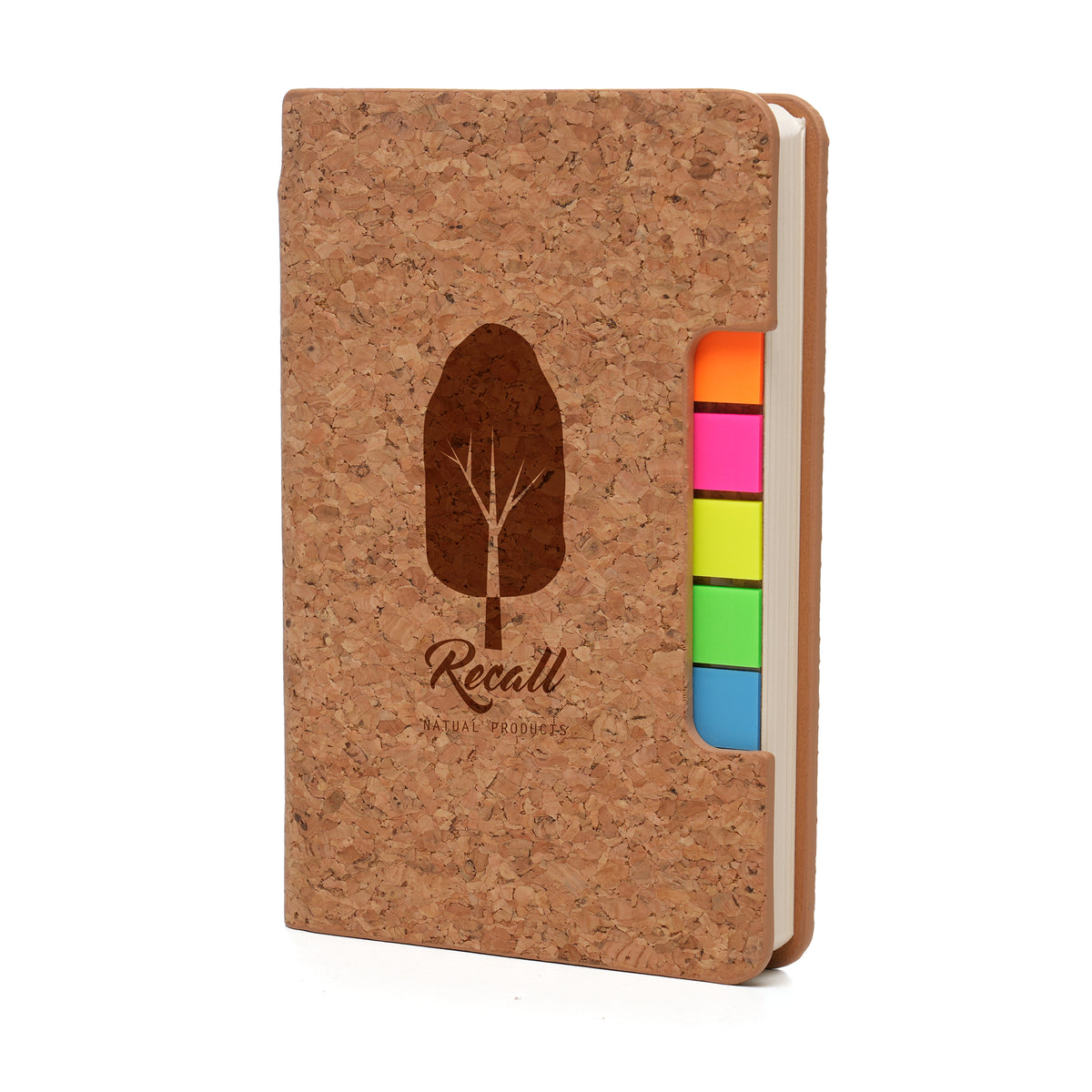 Branded A6 Slim Cork Notebook with Sticky Flags