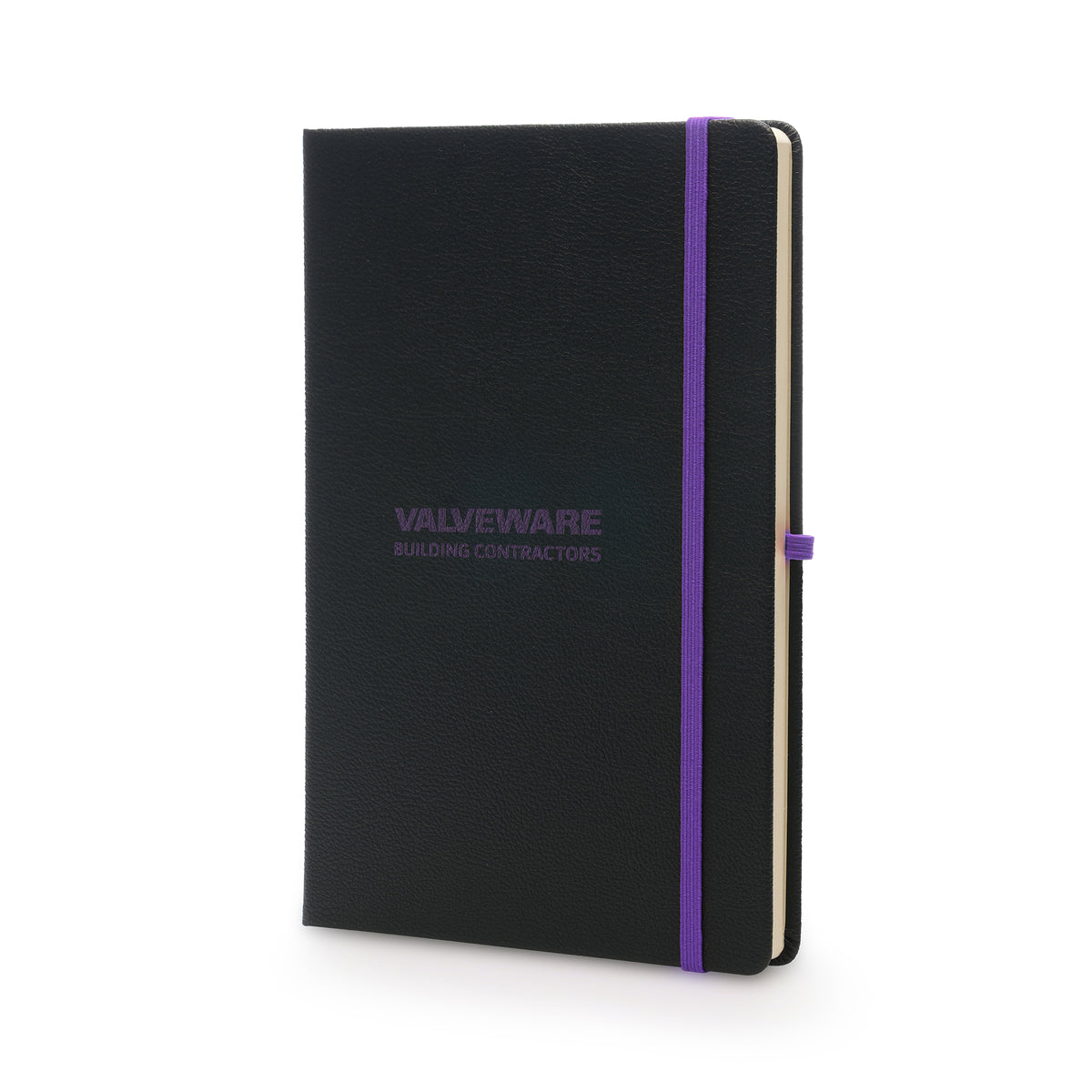 Branded A5 Recycled PU Notebook with Colour-Reveal Engraving in Purple
