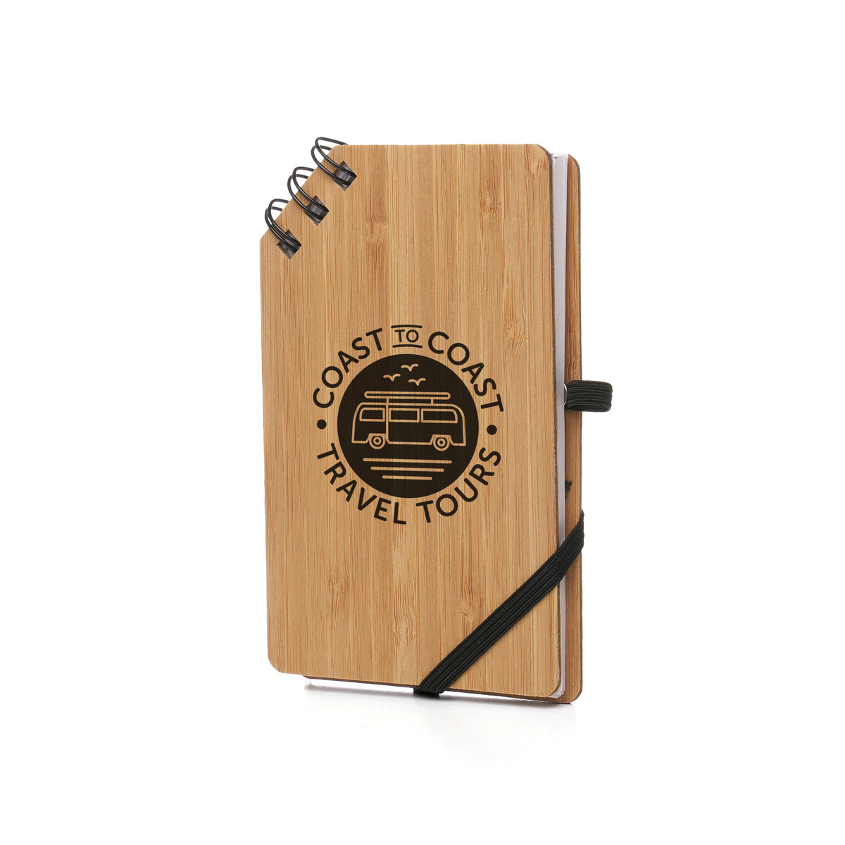 Branded A6 Bamboo Notebook with Elastic Closure