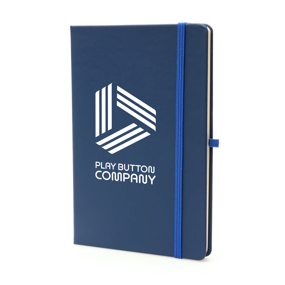 Branded A5 Recycled Paper Notebook with Ribbon Bookmark in Navy Blue