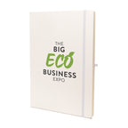 Branded A4 White PU Notebook with Pen Loop