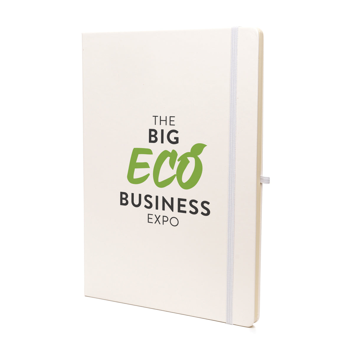 Branded A4 White PU Notebook with Pen Loop