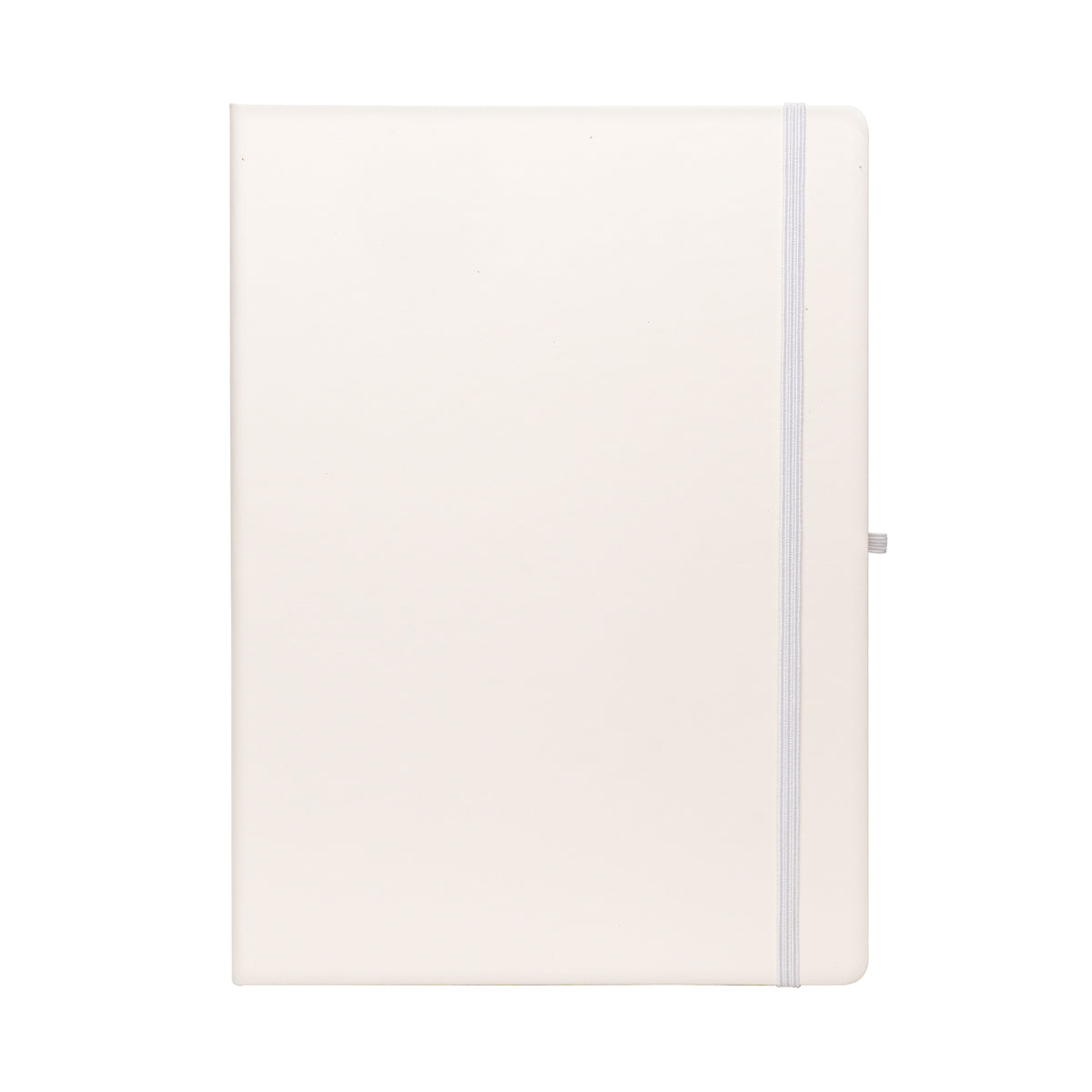 Branded A4 White PU Notebook with Pen Loop