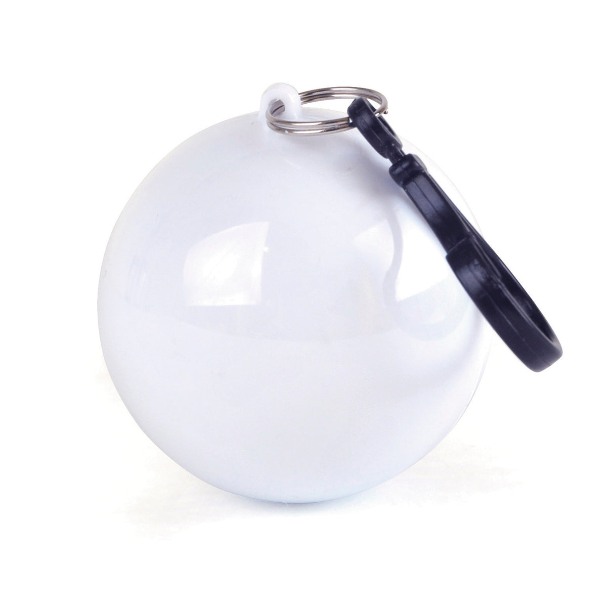 Branded Rain Poncho in Plastic Ball with Keyring and Hook in White