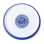 Branded Round Plastic Coaster with Silicone Edge in Blue