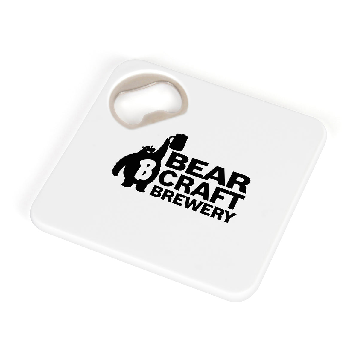 Branded Square Coaster with Built-In Bottle Opener