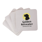 Branded Set of Four Cork Coasters in White