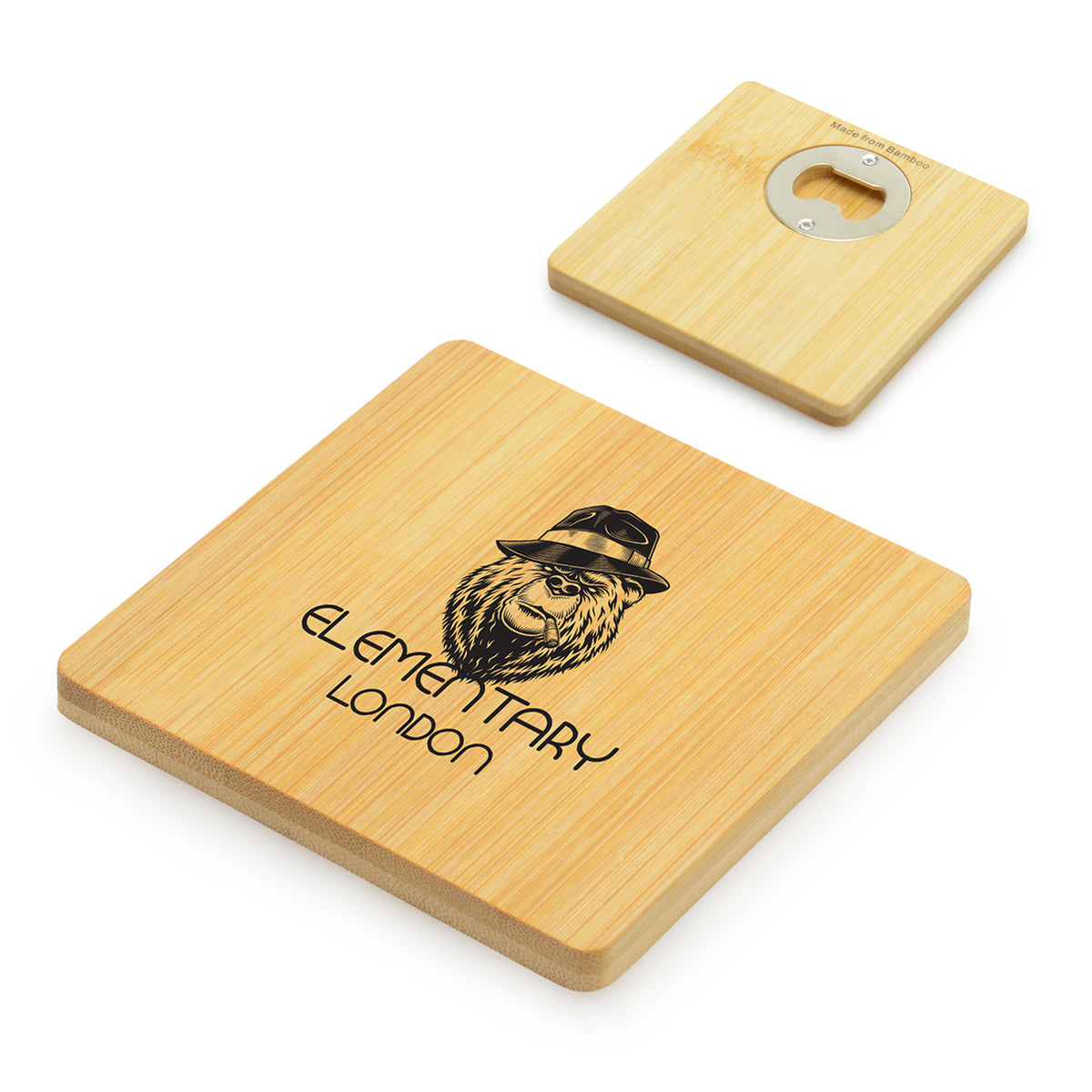 Branded 2-in-1 Bamboo Coaster and Bottle Opener