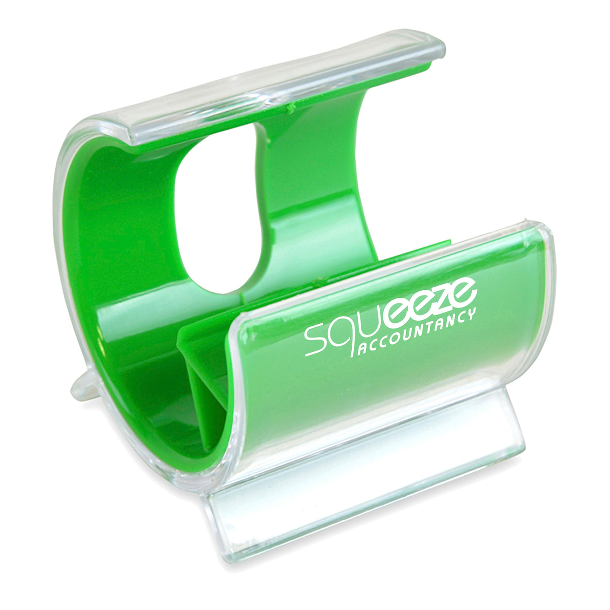 Branded Desk Phone Stand with Coloured Inner and Translucent Case in Green