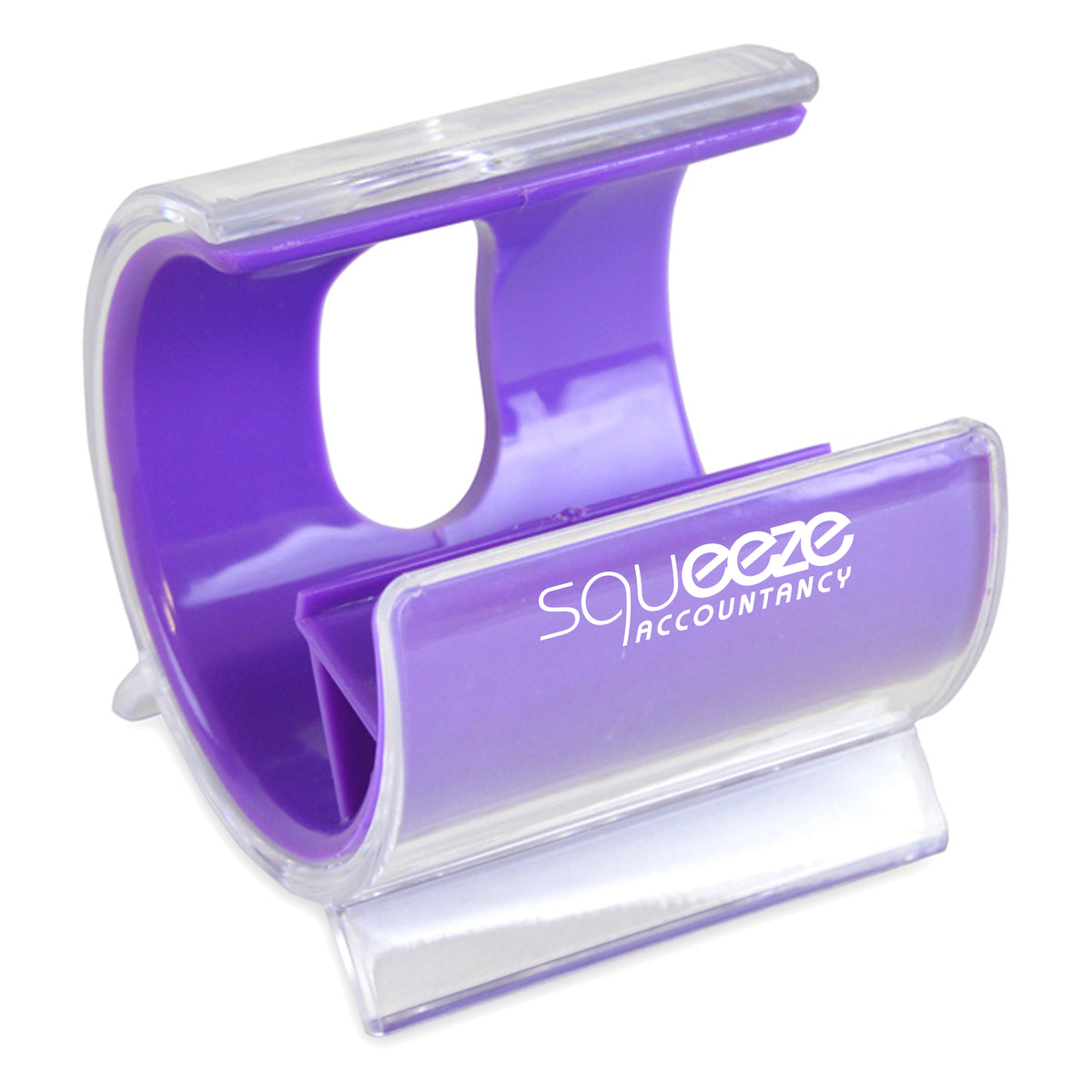 Branded Desk Phone Stand with Coloured Inner and Translucent Case in Purple