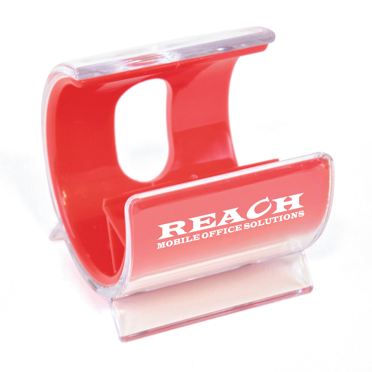 Branded Desk Phone Stand with Coloured Inner and Translucent Case in Red