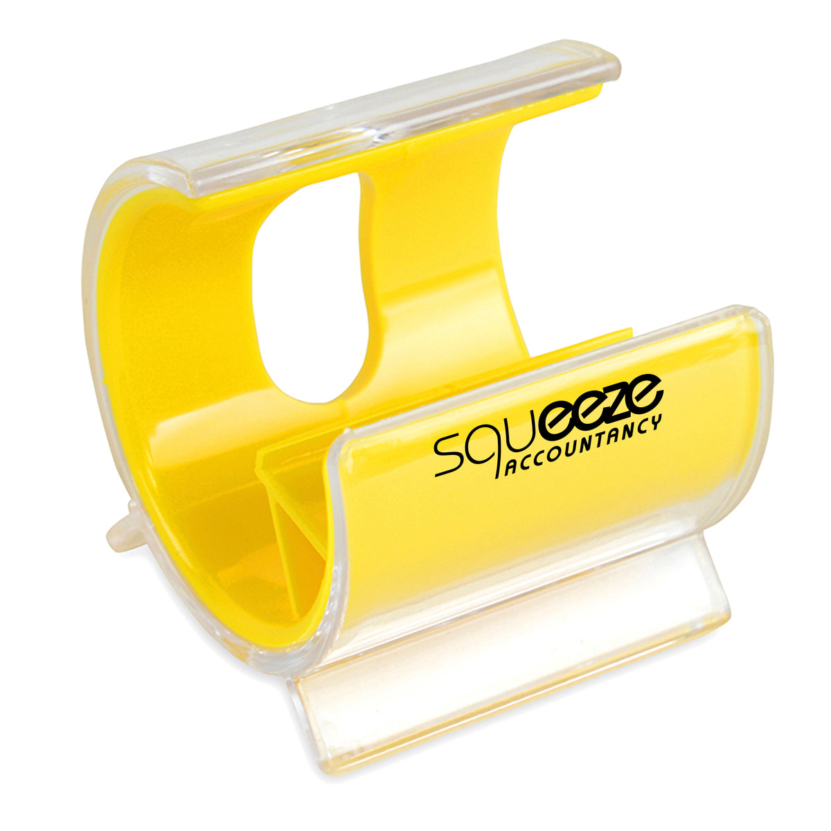 Branded Desk Phone Stand with Coloured Inner and Translucent Case in Yellow