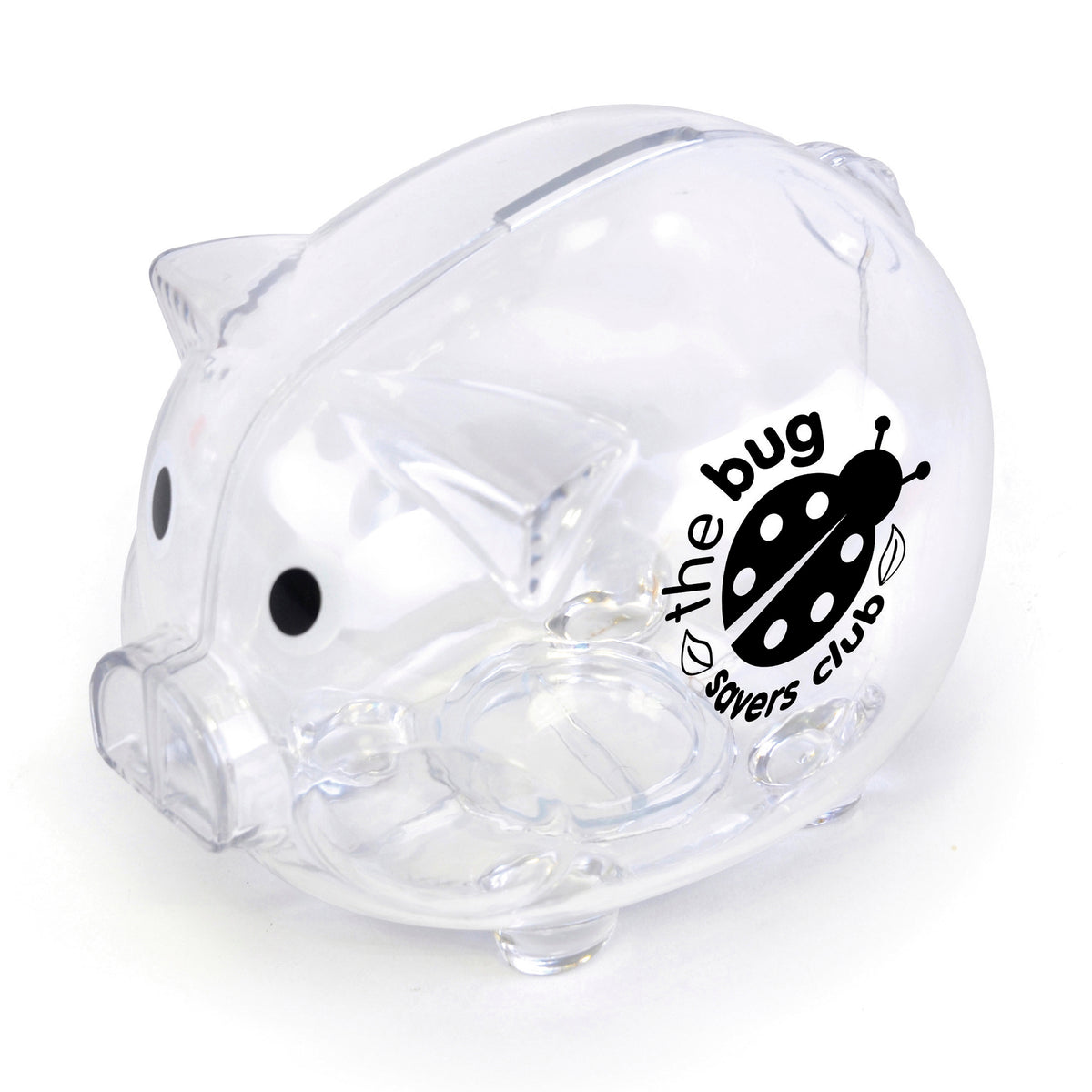 Branded Translucent Plastic Piggy Bank in Transparent