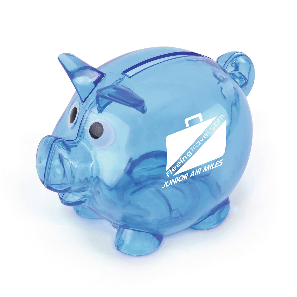 Branded Mini Single Slot Translucent Piggy Bank in Blue