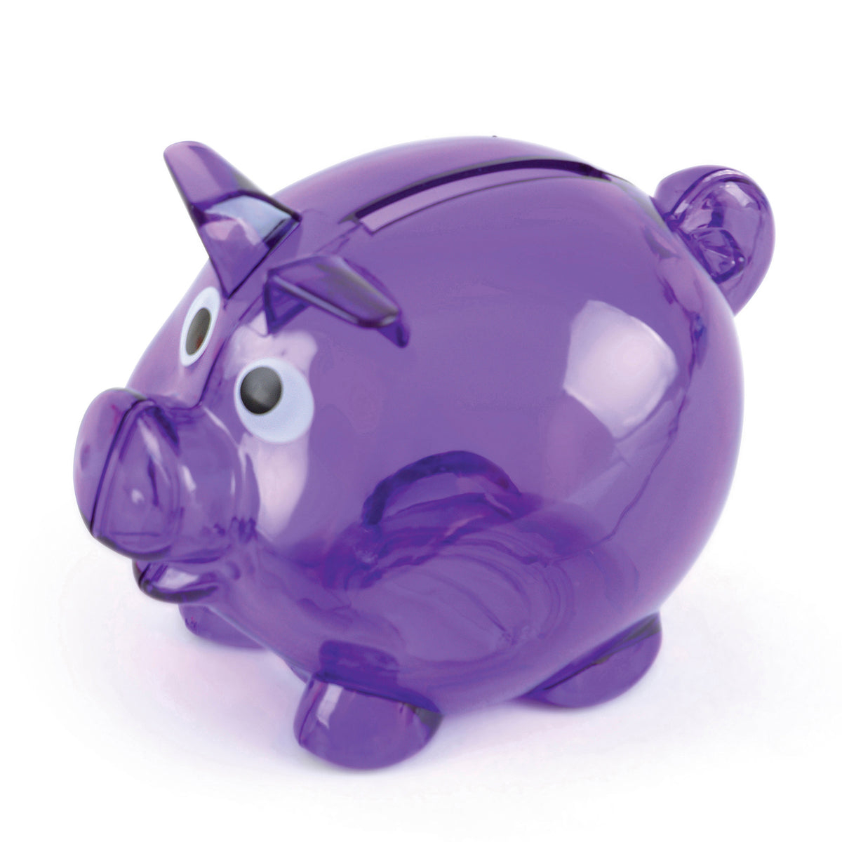 Branded Mini Single Slot Translucent Piggy Bank in Purple
