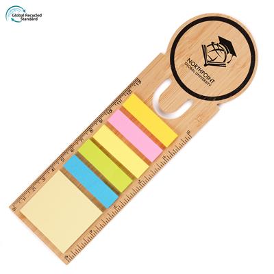 Branded Bamboo Bookmark with Sticky Notes