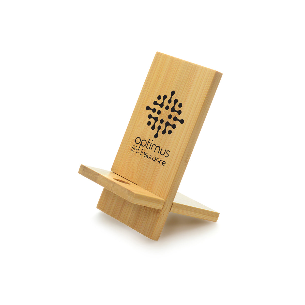 Branded Two-Piece Bamboo Phone Stand