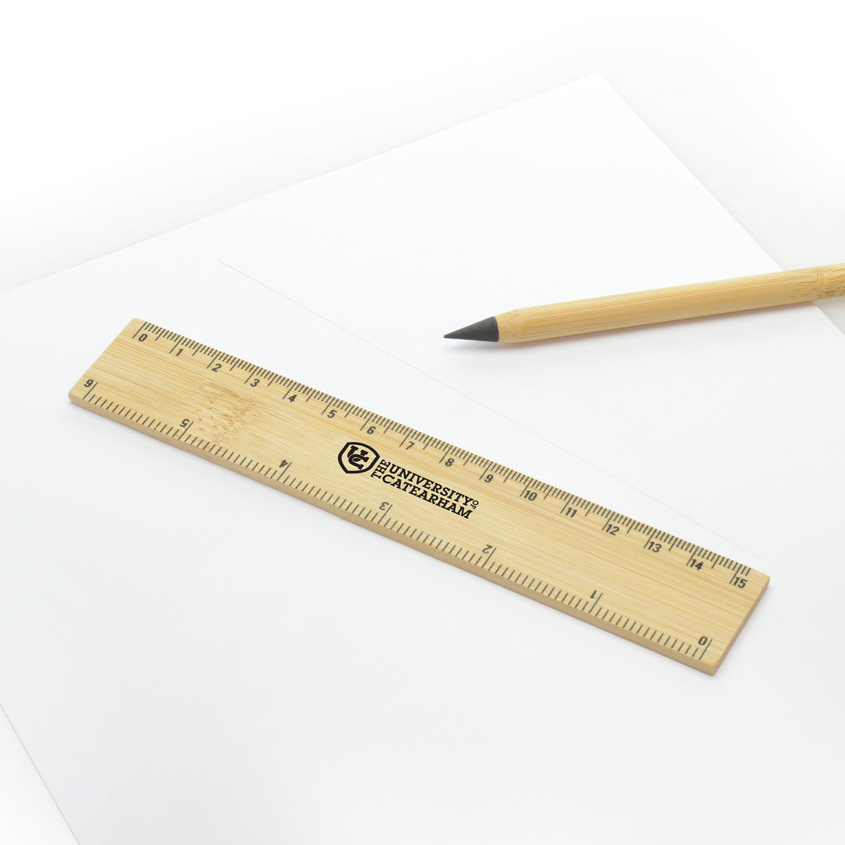 Branded Bamboo Ruler with Centimetre and Inch Markings