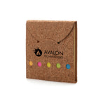 Branded Cork Cover Recycled Sticky Note and Flag Set