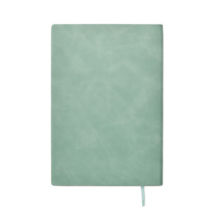 Mint green notebook on a white background