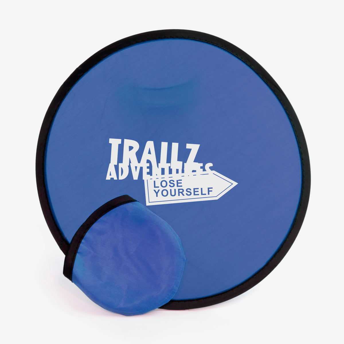 Branded Folding Fabric Frisbee with Storage Pouch in Blue
