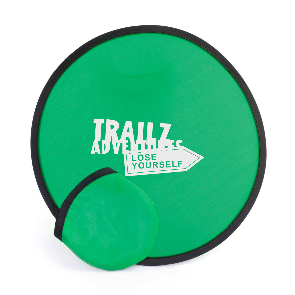 Branded Folding Fabric Frisbee with Storage Pouch in Green