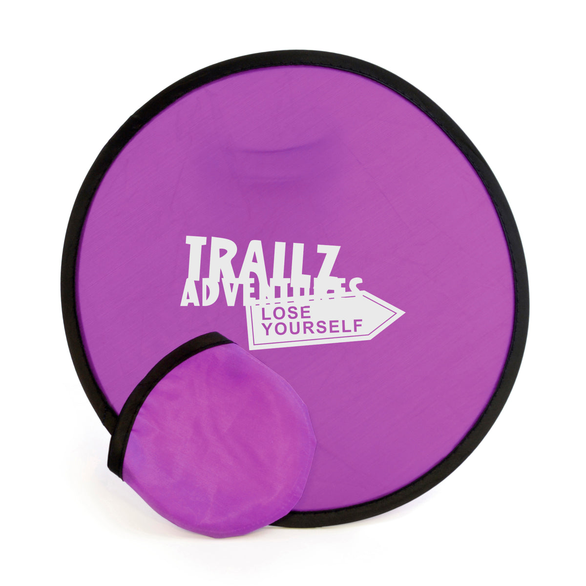 Branded Folding Fabric Frisbee with Storage Pouch in Purple