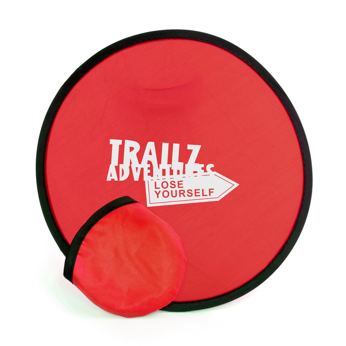 Branded Folding Fabric Frisbee with Storage Pouch in Red