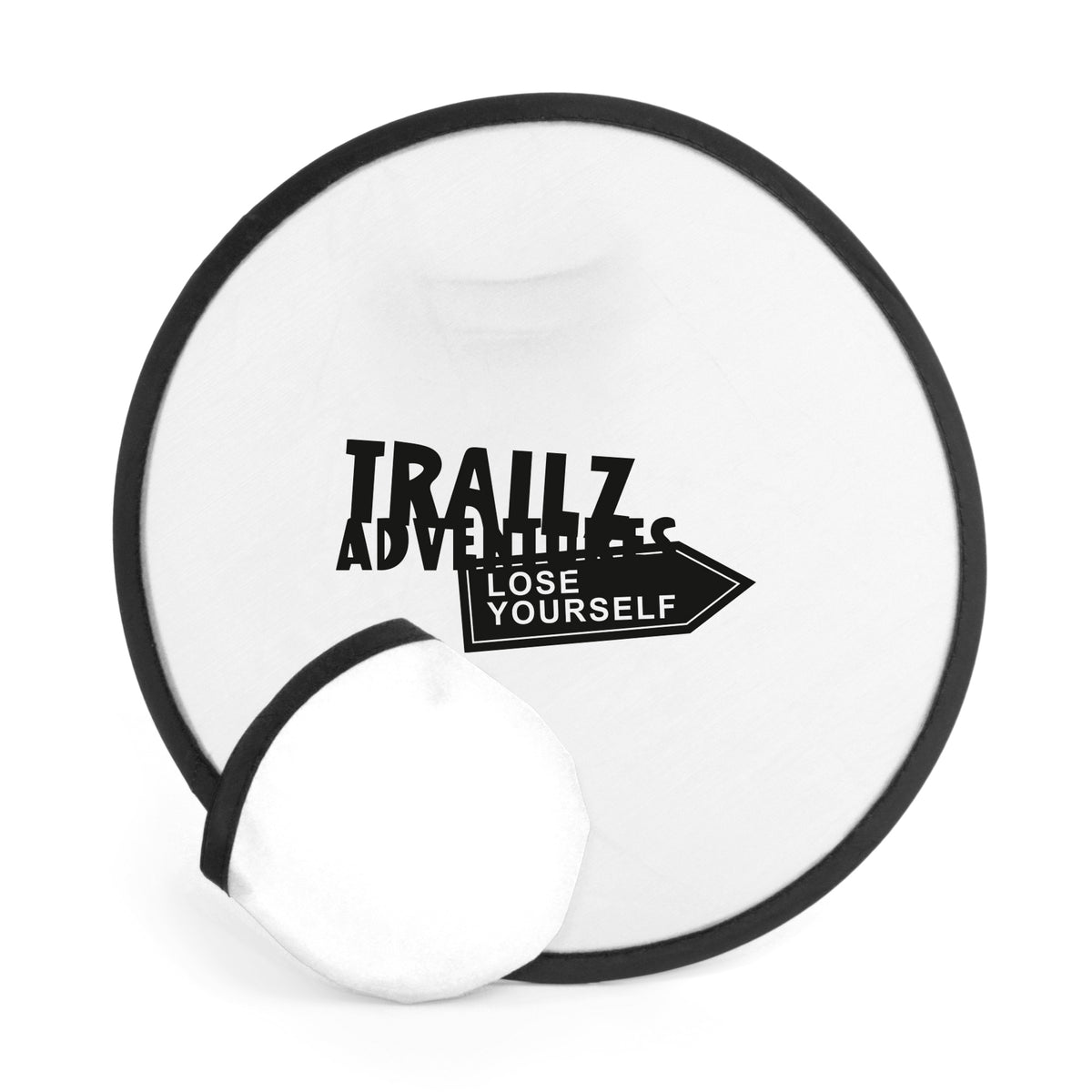 Branded Folding Fabric Frisbee with Storage Pouch in White