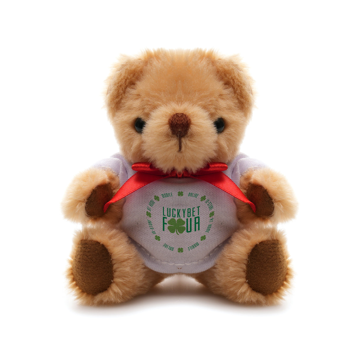 Branded Teddy Bear with Red Ribbon and T-shirt