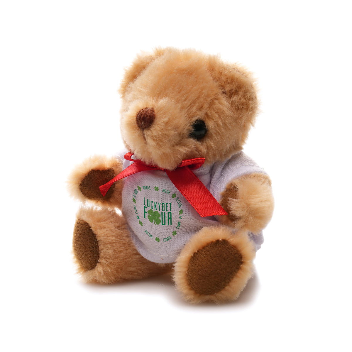 Branded Teddy Bear with Red Ribbon and T-shirt