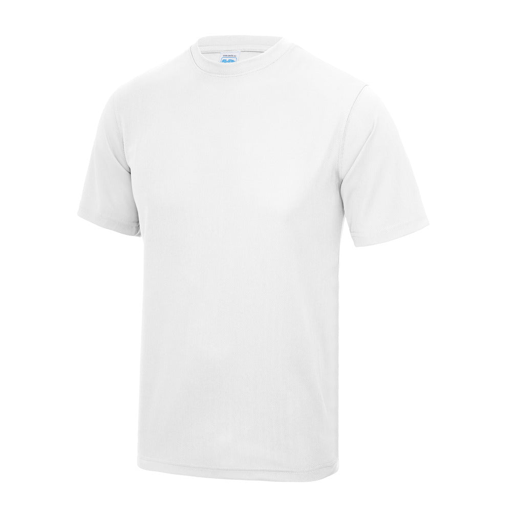 Branded Lightweight Polyester Sports T-Shirt in Arctic White