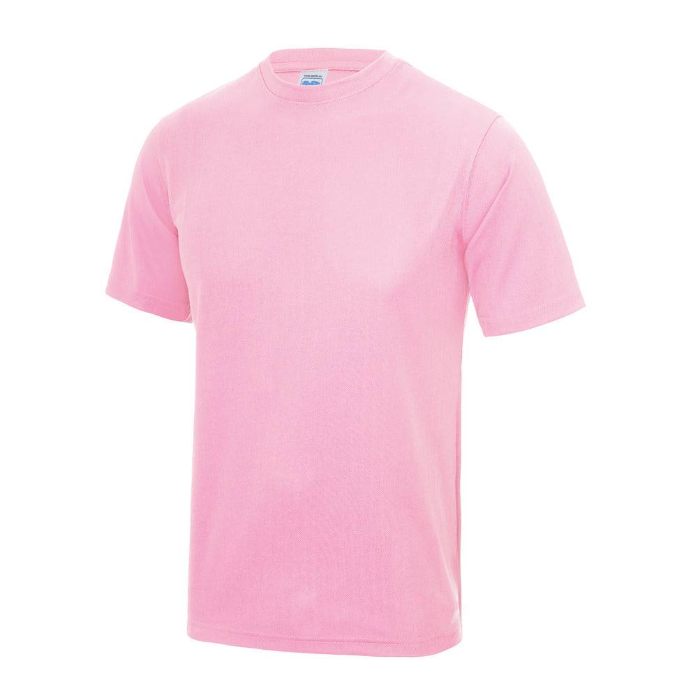 Branded Lightweight Polyester Sports T-Shirt in Baby Pink