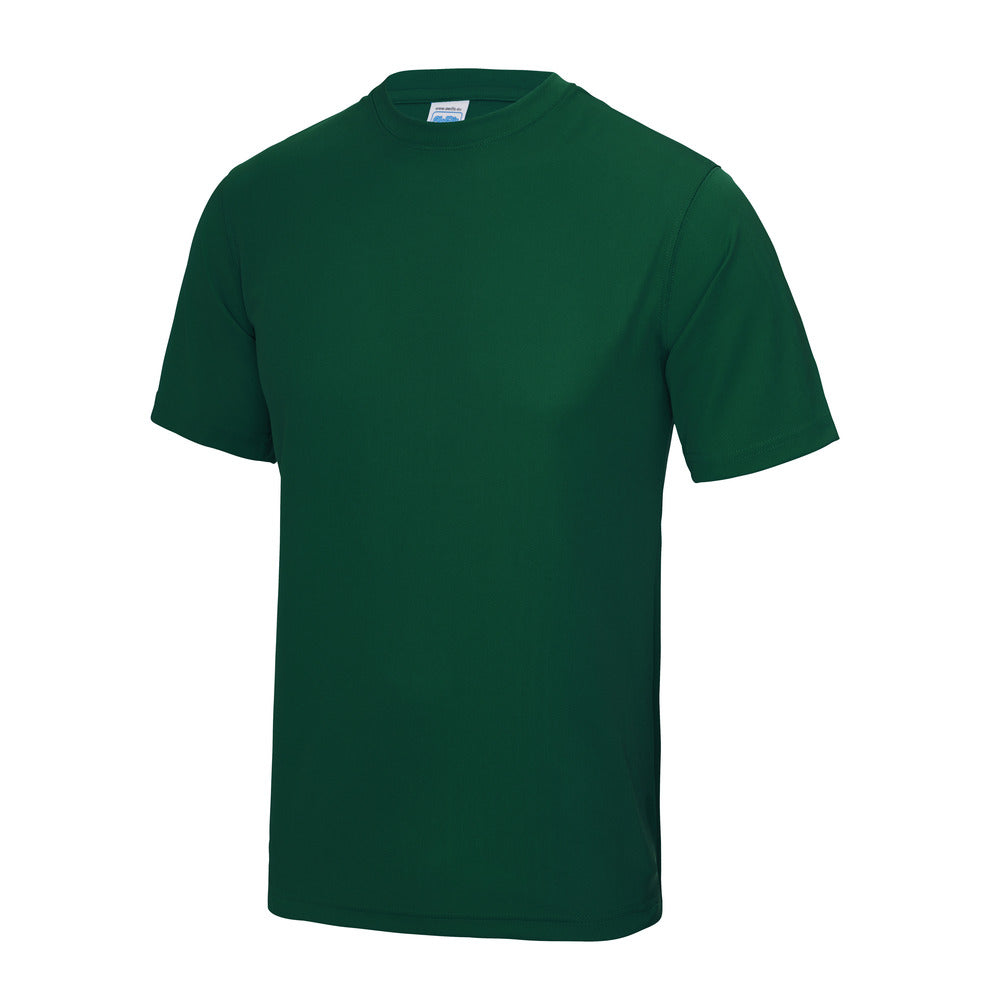 Branded Lightweight Polyester Sports T-Shirt in Bottle Green