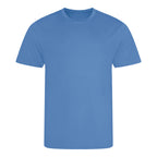 Branded Lightweight Polyester Sports T-Shirt in Cornflower Blue