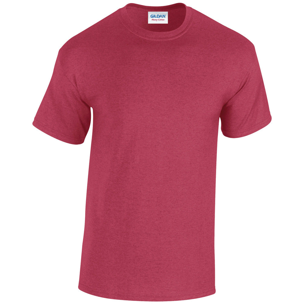 Branded Heavy Cotton Crew Neck T-Shirt in Antique Cherry Red