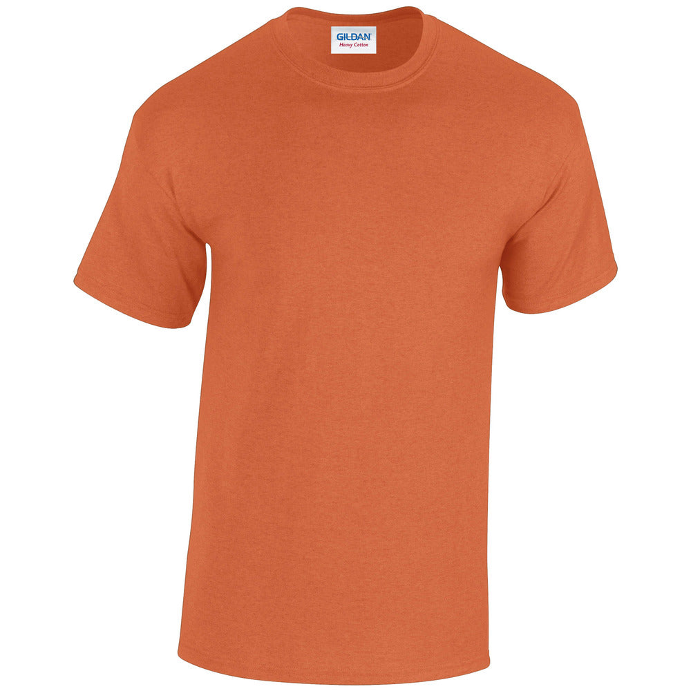 Branded Heavy Cotton Crew Neck T-Shirt in Antique Orange