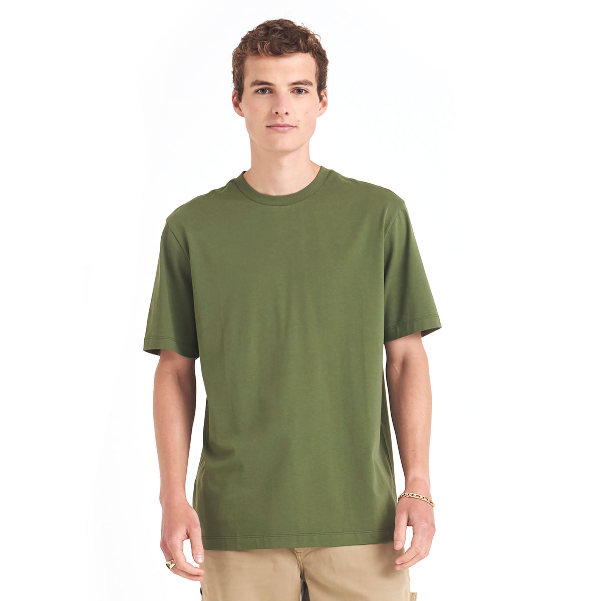 Branded Relaxed Fit Cotton T-Shirt with Taped Neck