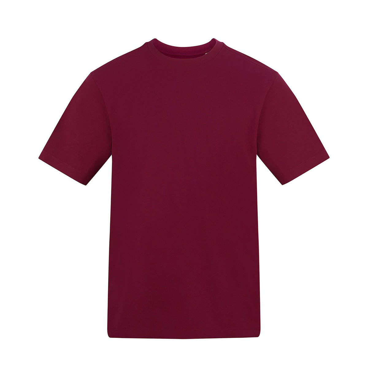 Branded Relaxed Fit Cotton T-Shirt with Taped Neck in Burgandy