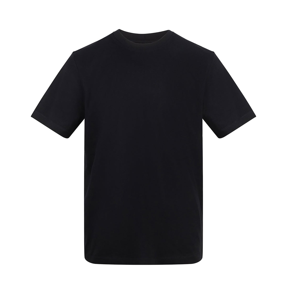 Branded Relaxed Fit Cotton T-Shirt with Taped Neck in Deep Black