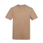 Branded Relaxed Fit Cotton T-Shirt with Taped Neck in Desert Sand