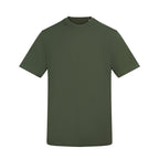 Branded Relaxed Fit Cotton T-Shirt with Taped Neck in Earthy Green