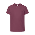Branded Kids' Cotton Crew Neck T-Shirt in Burgandy