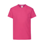 Branded Kids' Cotton Crew Neck T-Shirt in Fuchsia