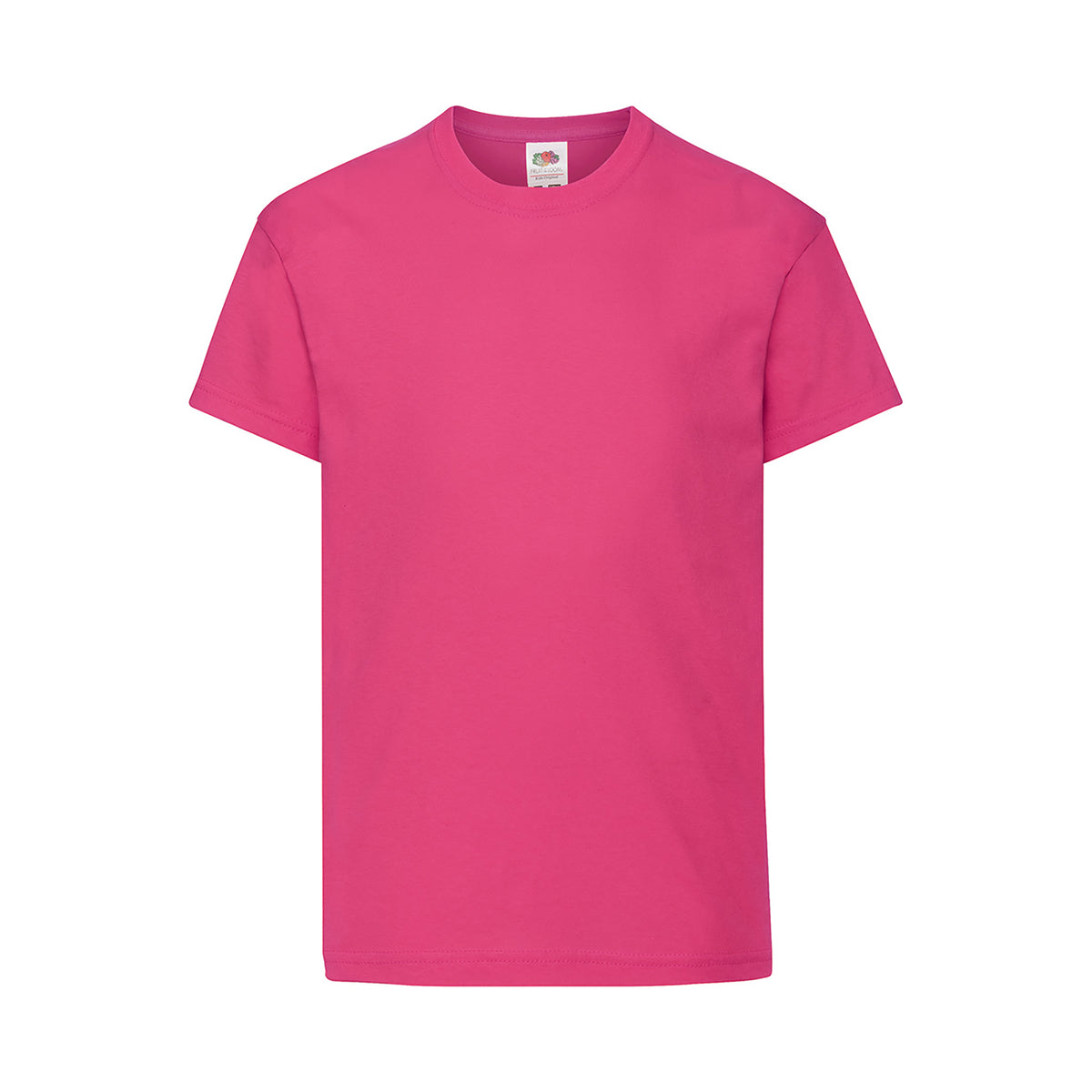 Branded Kids' Cotton Crew Neck T-Shirt in Fuchsia