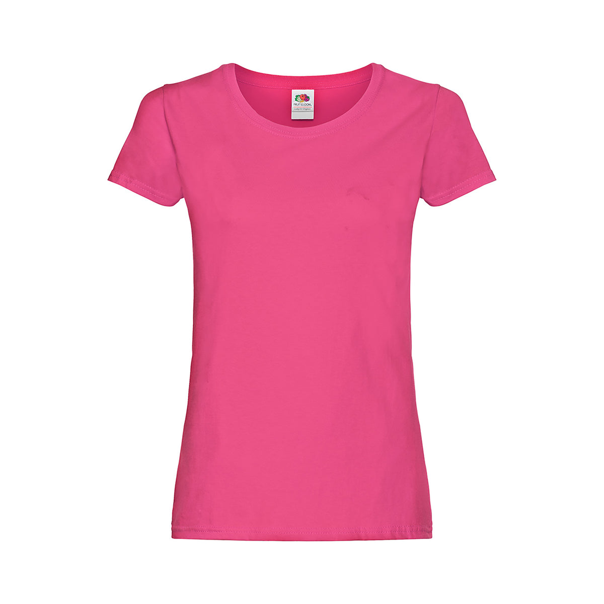 Branded Women's Soft Cotton Crew Neck T-Shirt in Fuchsia