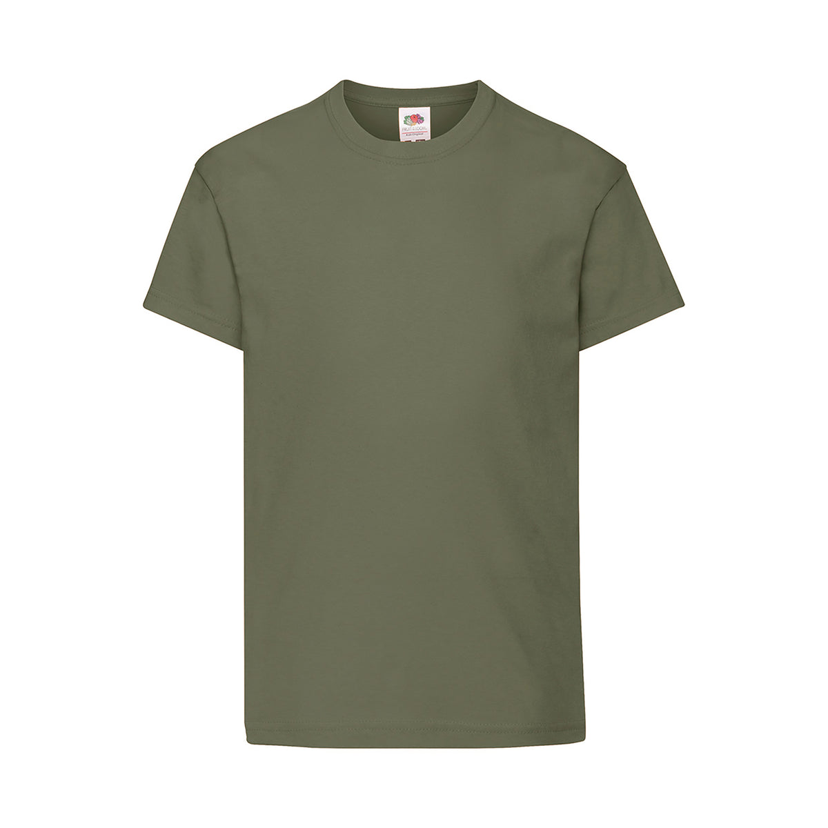 Branded Kids' Soft Cotton Crew Neck T-Shirt in Classic Olive
