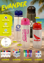 Branded 550ml Clear PET Sports Bottle with Straw