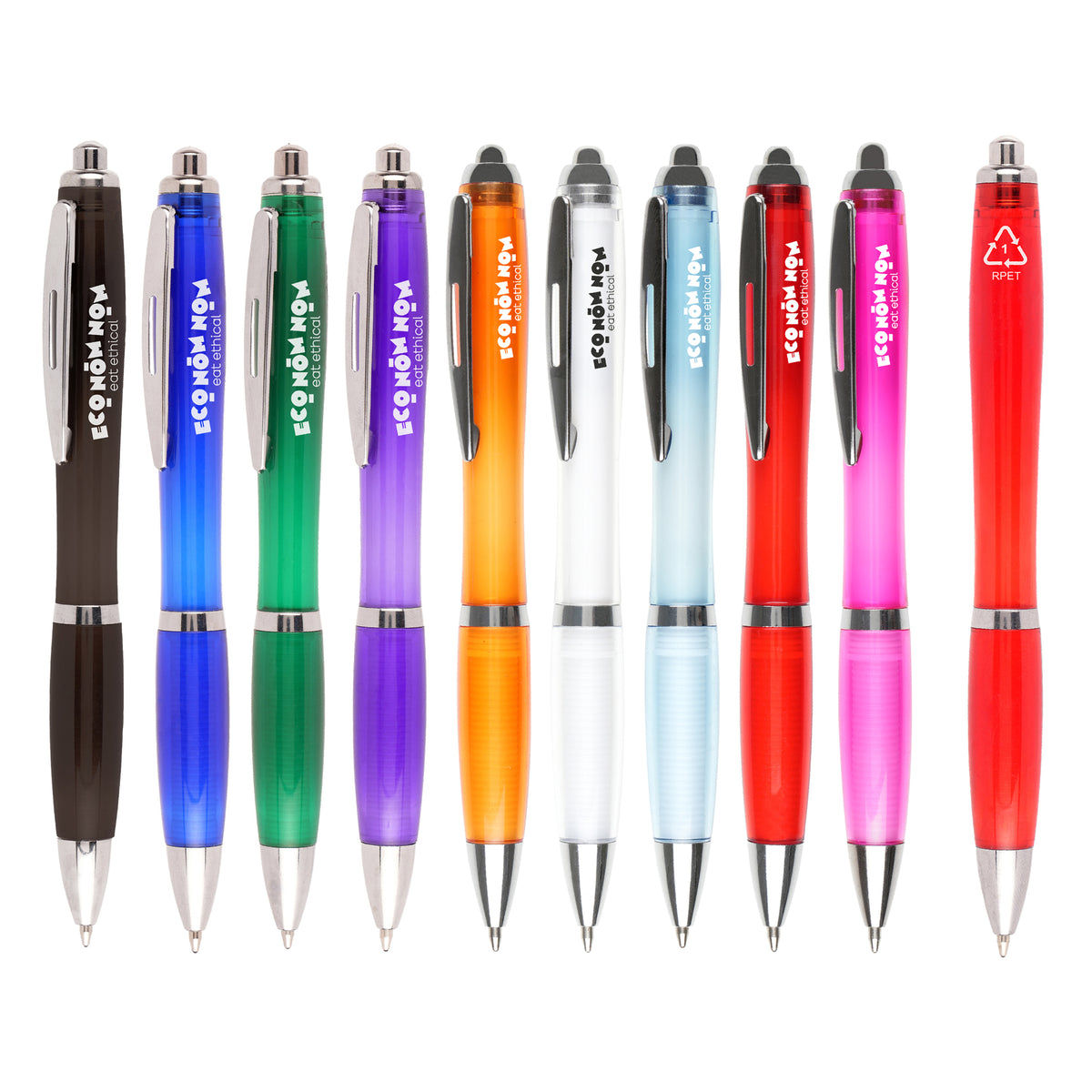 Branded Recycled PET Push Ball Pen with Metal Clip